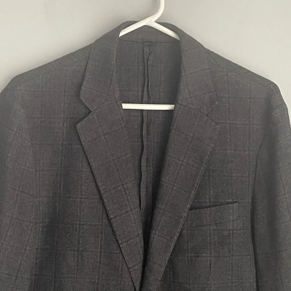 J. Crew Ludlow Blazer Size 40L Long Slim Fit Windowpane Wool Blend Unstructured